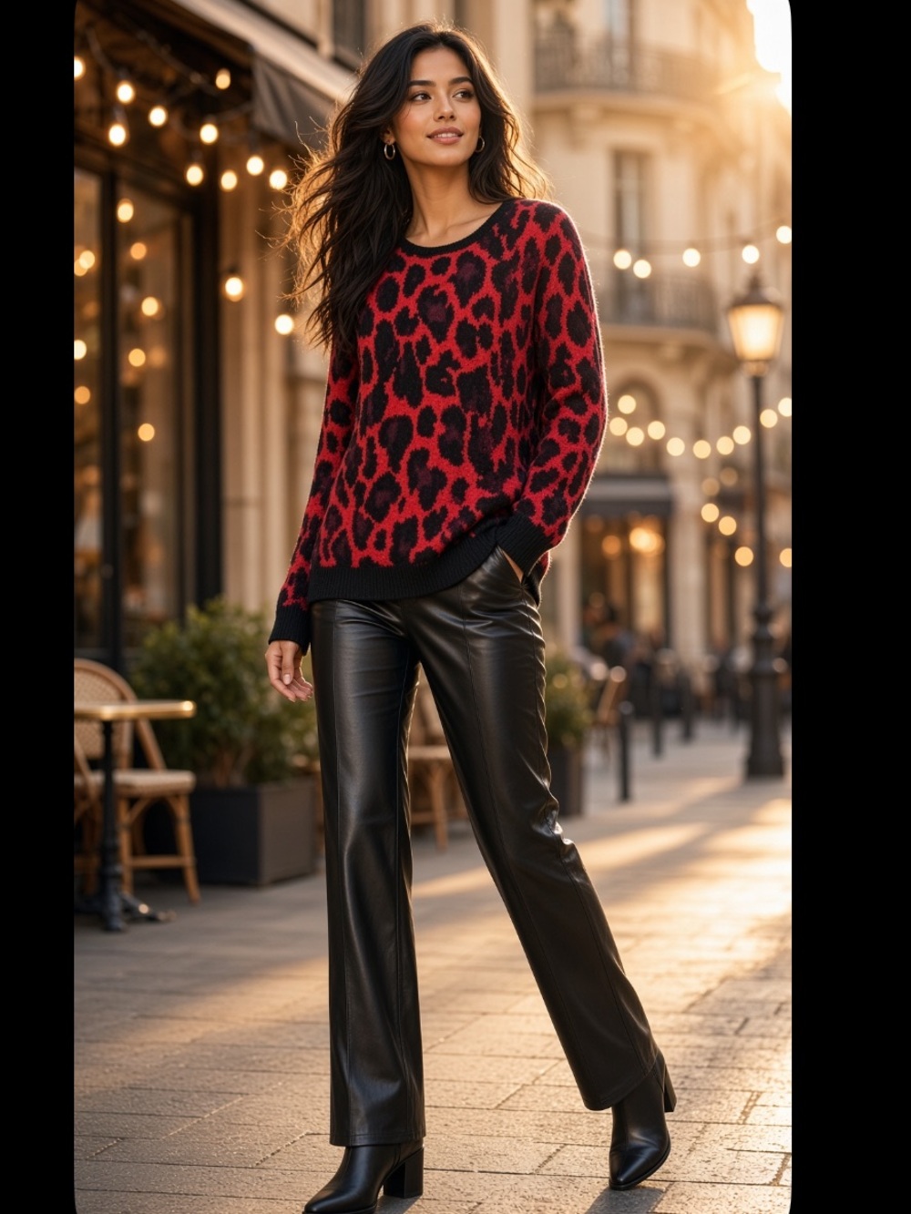 Animal Print Sweater - Leopard Print Sweater- V Neck Apt 9 Large